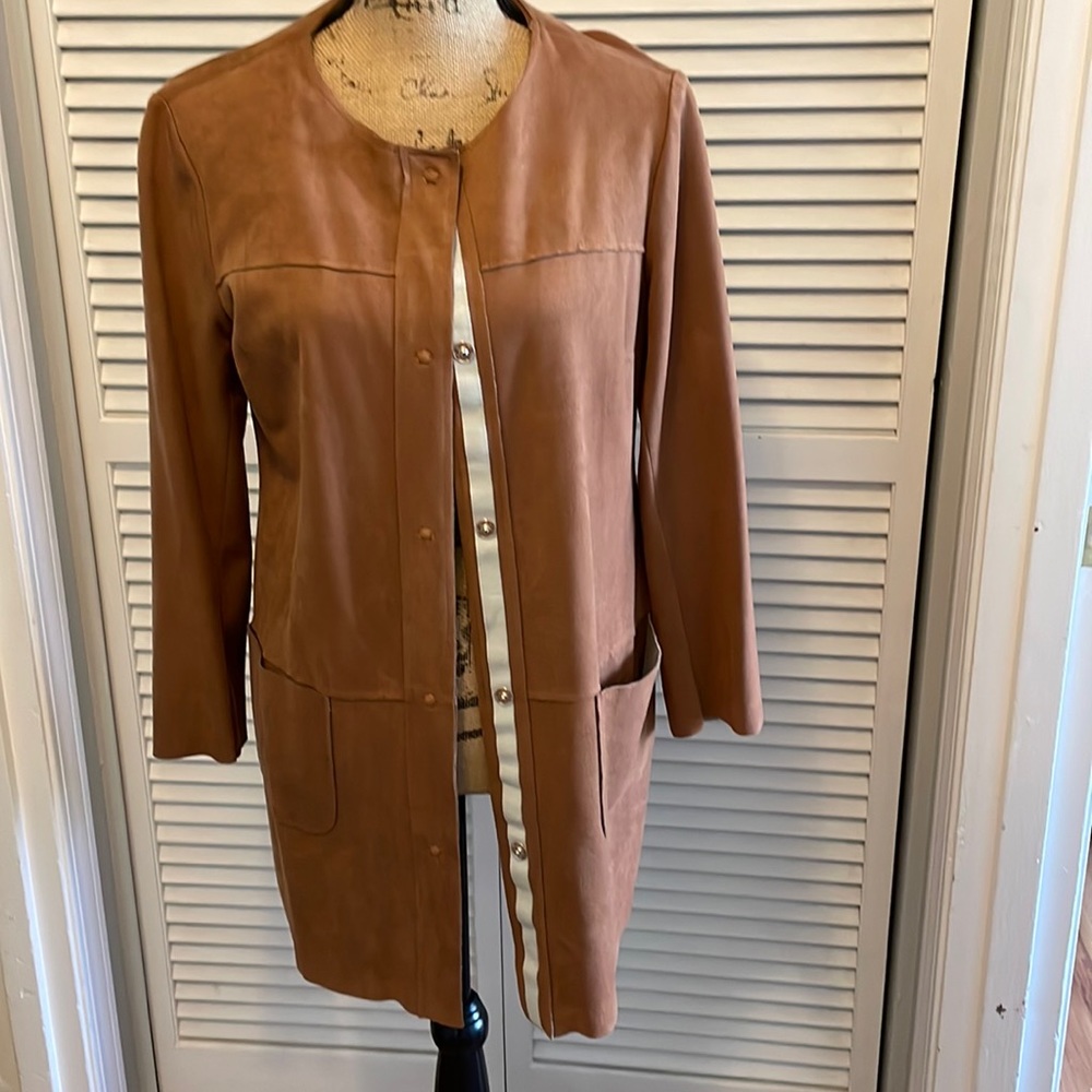 Soft suede sweater/jacket. Bought in Italy, worn three times.